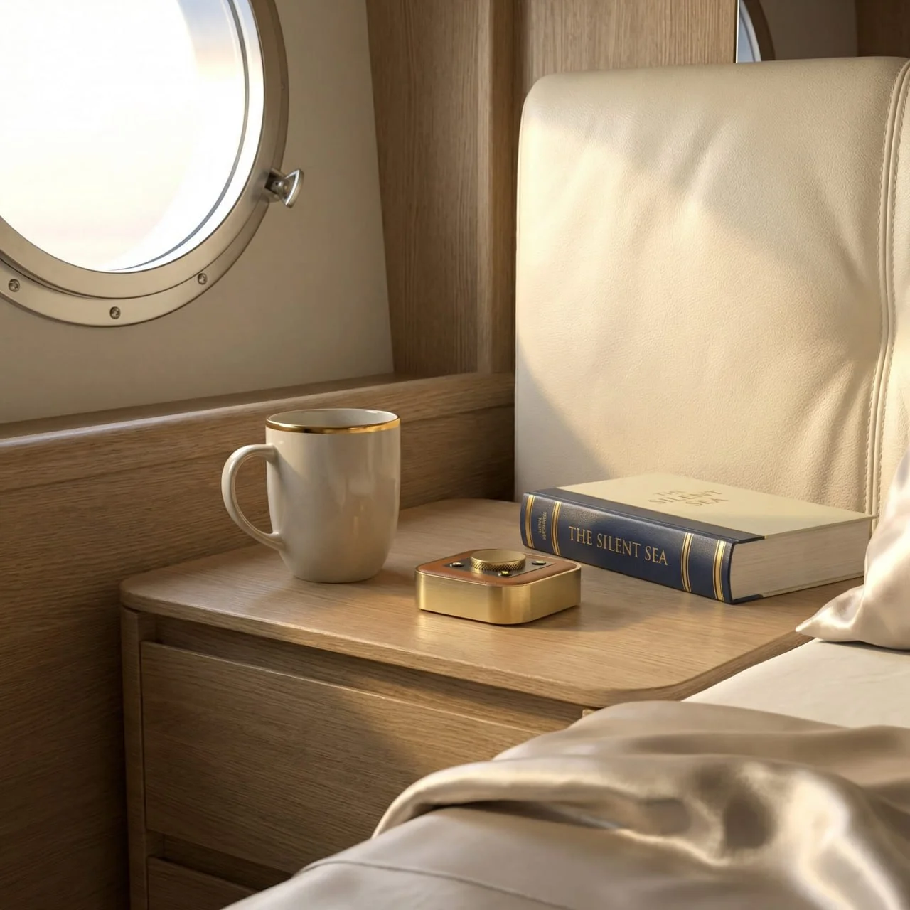 OBEDIO in a yacht cabin  -  nightstand