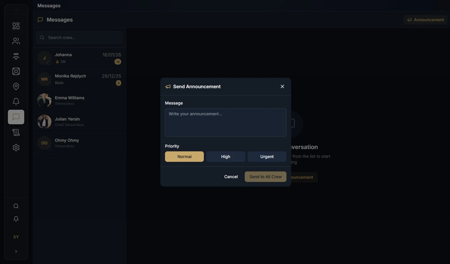 OBEDIO Messenger - offline crew communication with announcements
