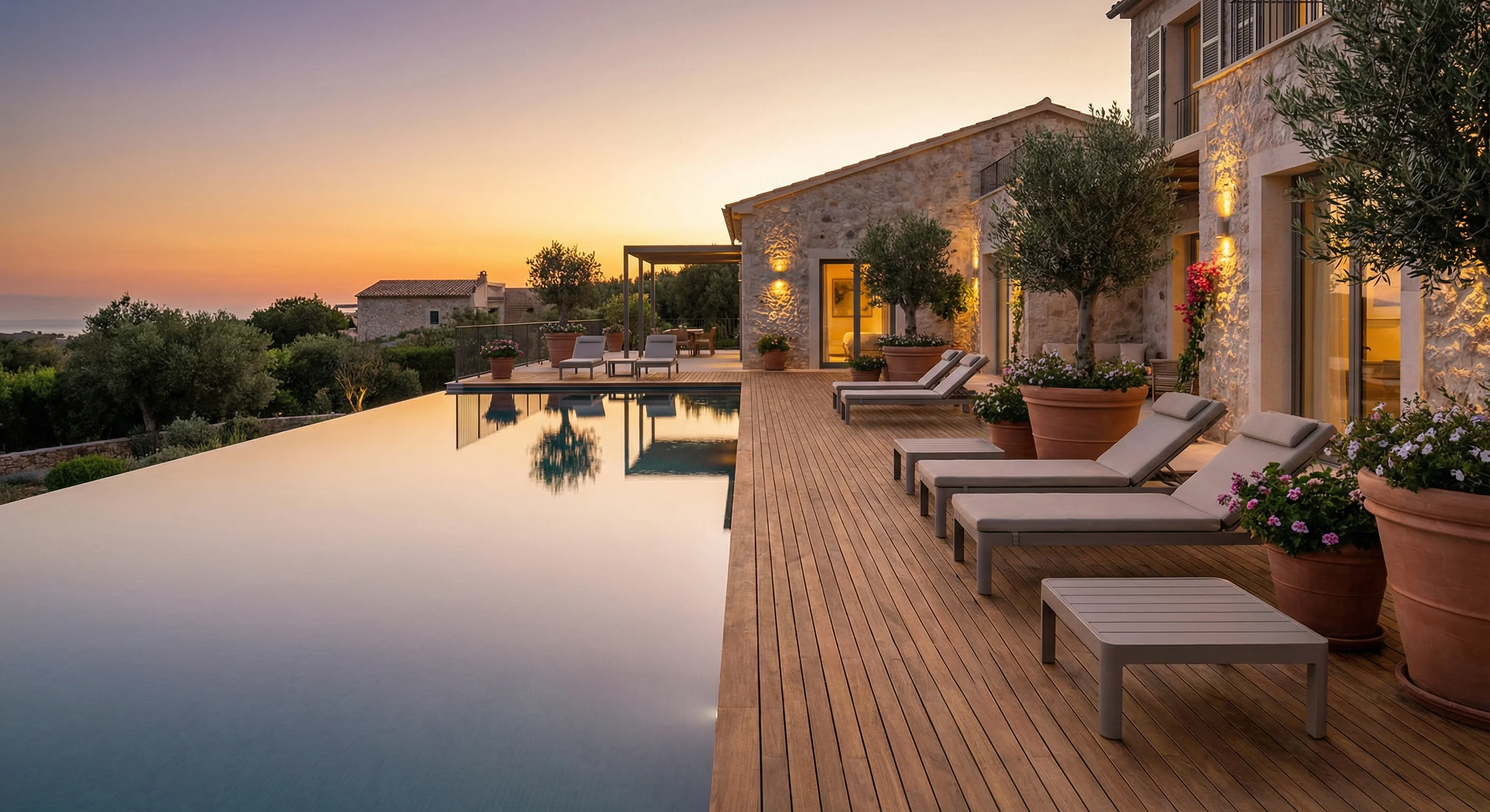 Mediterranean villa poolside